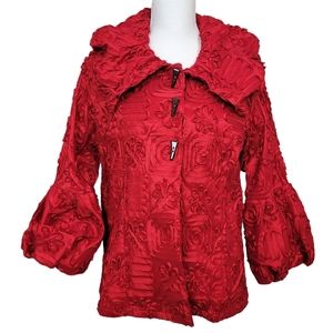 I. C. by Connie K. Vintage Y2K Red Balloon Sleeve Evening Jacket in Large